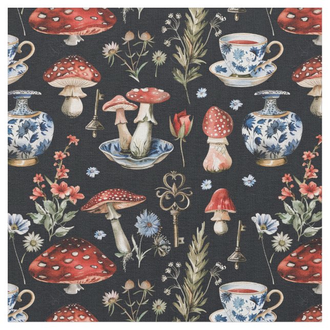 Alice in Wonderland Pattern Stoff (Nahaufnahme)