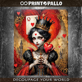 Alice in Wonderland - Queen of Hearts - Decoupage Geschenkpapier Set
