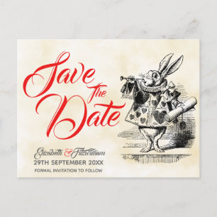 Alice in Wonderland Save the Date Postkarte