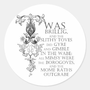 Alice In Wonderland Sticker rond Poem Jabberwocky 