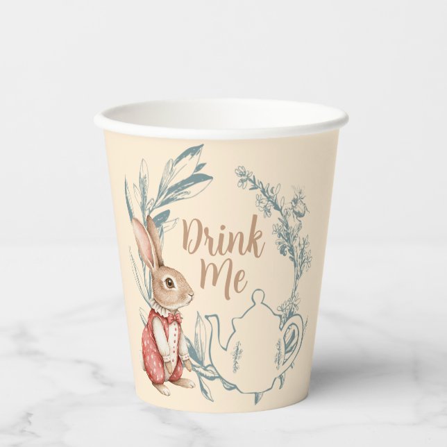 Alice in Wonderland Tea Drink Me Pappbecher (Vorderseite)