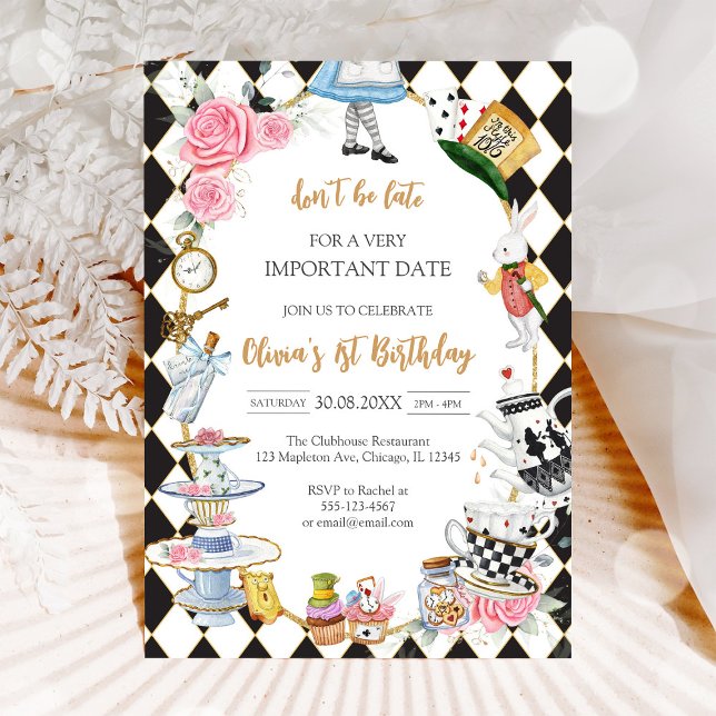 Alice in Wonderland Tea Party Birthday Invitation Einladung (Von Creator hochgeladen)