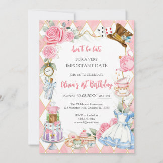 Alice in Wonderland Tea Party Birthday Invitation Einladung