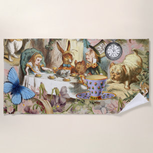 Alice in Wonderland tea party characters Strandtuch