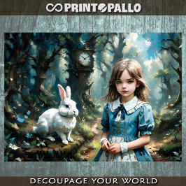 Alice in Wonderland, The White Rabbit - Decoupage Geschenkpapier Set