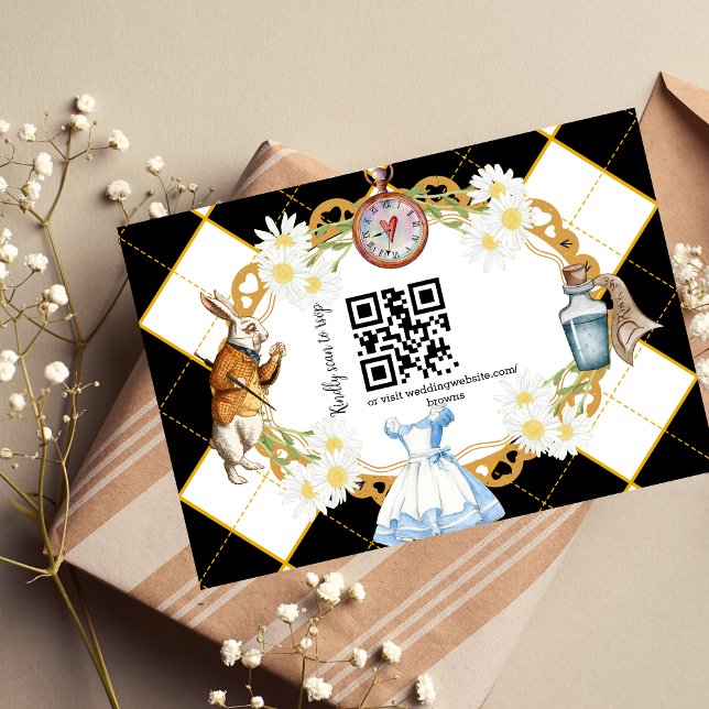 Alice in Wonderland Wedding qr code RSVP Card Karte (Von Creator hochgeladen)