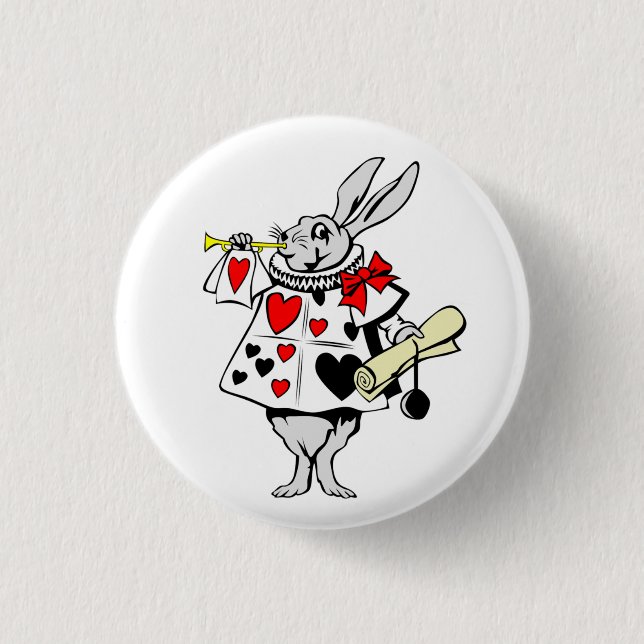 Alice in Wonderland White Rabbit Herald Button (Vorderseite)