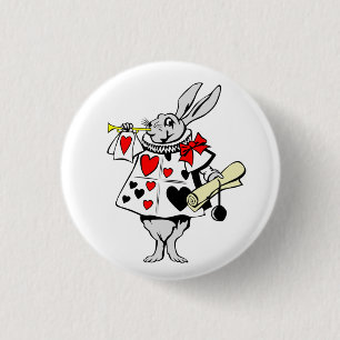 Alice in Wonderland White Rabbit Herald Button