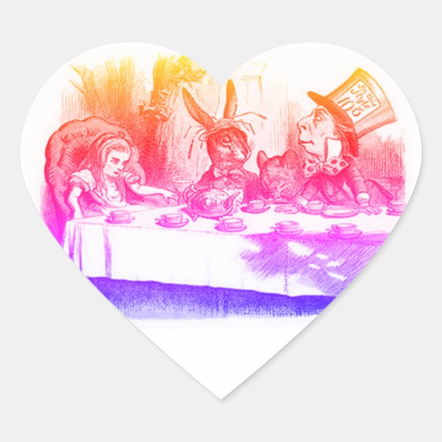 Alice in Wonderland – White Rabbit – Kaninchen Herz-Aufkleber (Vorderseite)