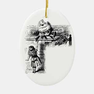 Alice in Wondlerand, Humpty Dumpty und Alice Keramik Ornament