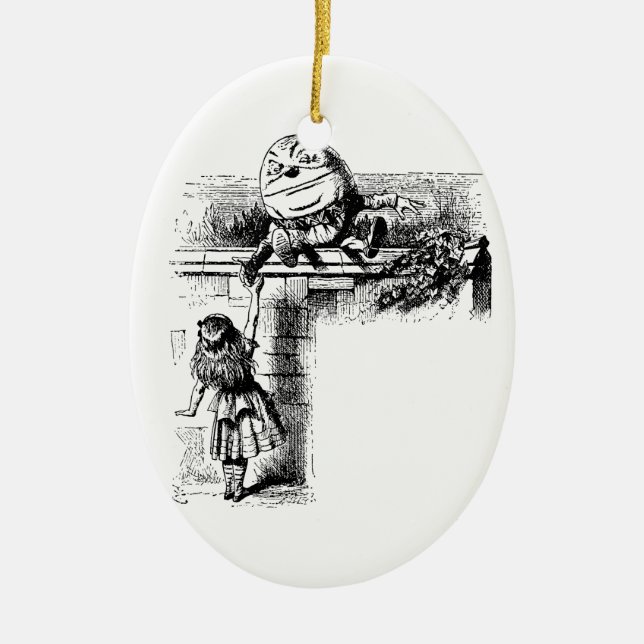 Alice in Wondlerand, Humpty Dumpty und Alice Keramik Ornament (Vorne)