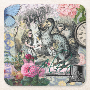 Alice Klassisches Wunderland Dodo Tenniel Kunst Rechteckiger Pappuntersetzer