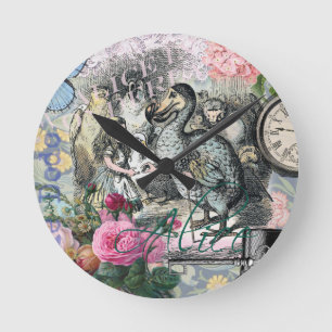 Alice Klassisches Wunderland Dodo Tenniel Kunst Runde Wanduhr