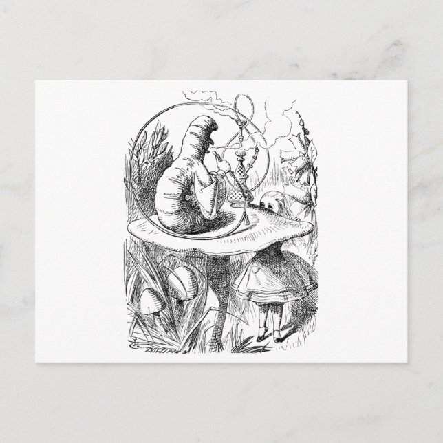Alice konsultiert die Raupe Postkarte (Vorderseite)
