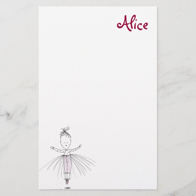 Alice - Little Dancer Personalisiert Stationery Briefpapier (Vorderseite)