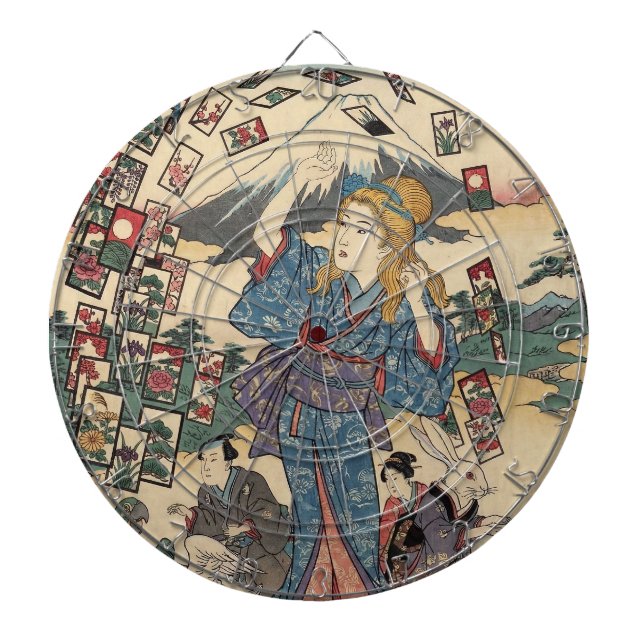 Alice Lost in Japan | Ukiyo-e Floating Wonderland Dartscheibe (vorne)