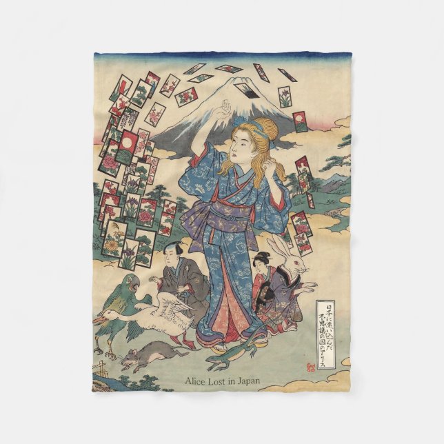 Alice Lost in Japan | Ukiyo-e Floating Wonderland Fleecedecke (Vorderseite)