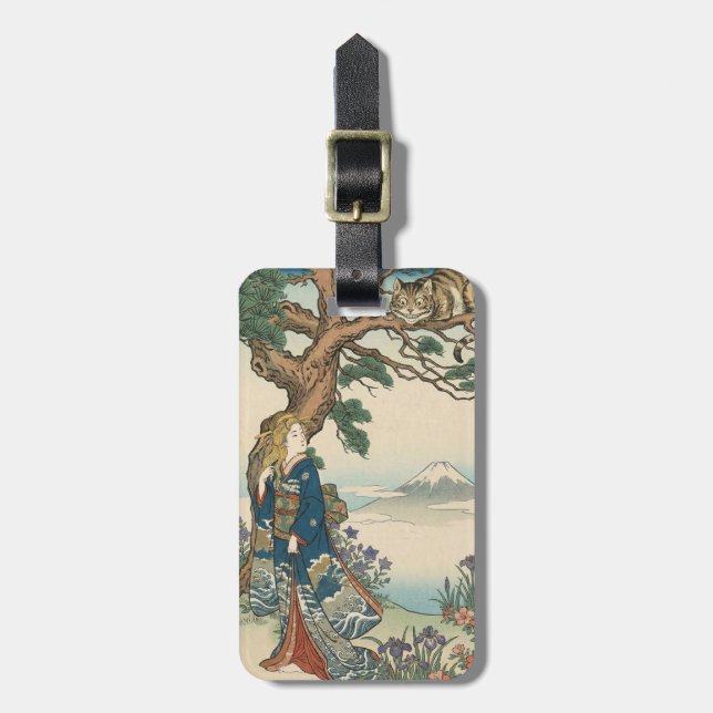 Alice Lost in Japan | Ukiyo-e Mad Journey Gepäckanhänger (Vorderseite vertikal)