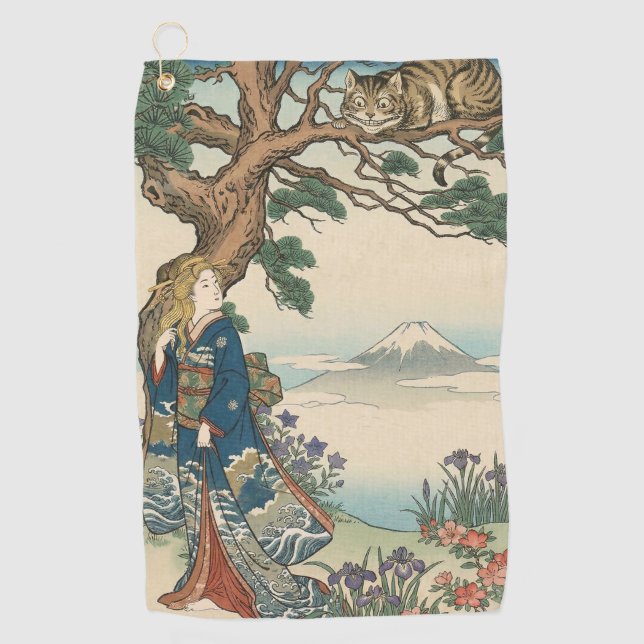 Alice Lost in Japan | Ukiyo-e Mad Journey Golfhandtuch (Vorderseite)