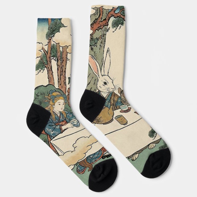 Alice Lost in Japan | Ukiyo-e Mad Tea Party Socken (Rechts)