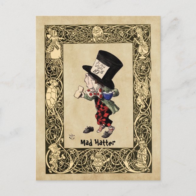 Alice - Mad Hatter 1865 Postkarte (Vorderseite)