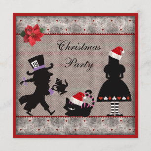 Alice, Mad Hatter & Cheshire Weihnachtsgeschenk Pa Einladung