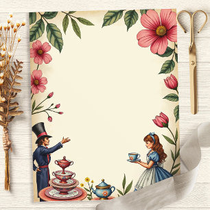 Alice Mad Hatter Tea Party Scrapbook Paper