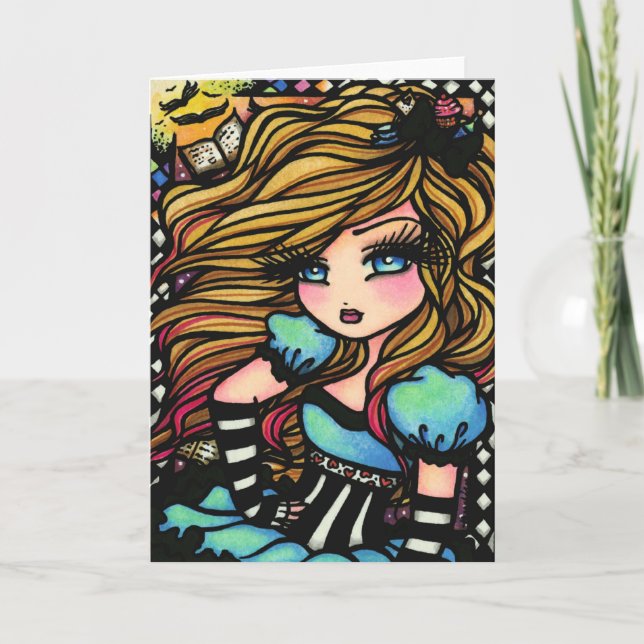 Alice-Märchenland-Kaninchen-Fee-Fantasie Karte (Vorderseite)