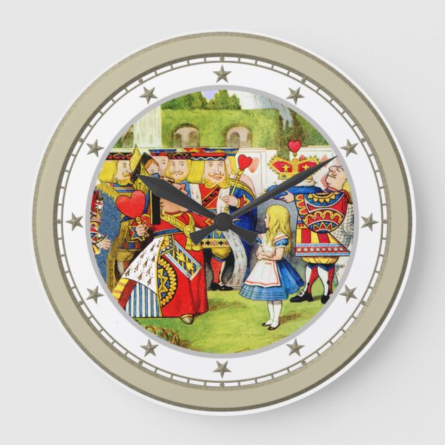 Alice Meets The Queen of Hearts Große Wanduhr (Vorderseite)