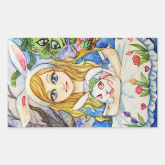 Alice mit dem Bunny Rechteckiger Aufkleber