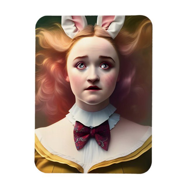 Alice mit den weißen Kaninchenohren Magnet (Vertikal)