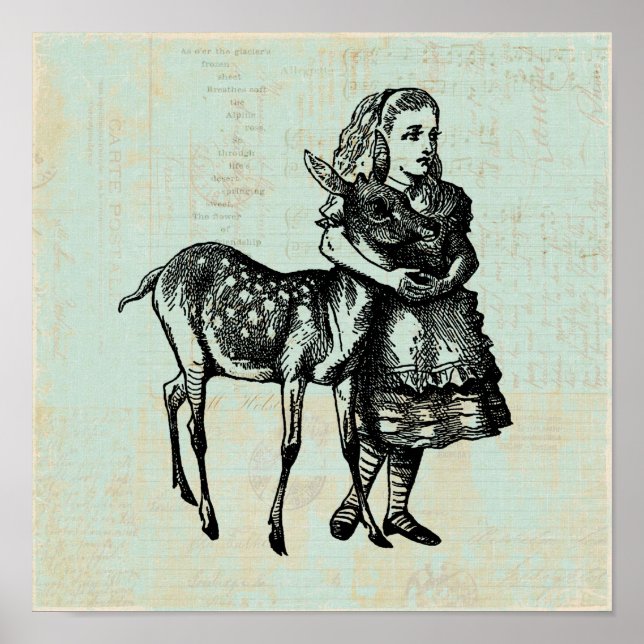 Alice mit der Alice im Wunderland Fawn Art Poster (Vorne)