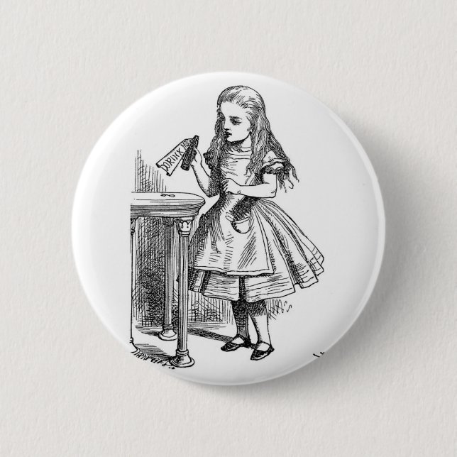 Alice mit "Getränk ich" Flasche Button (Vorderseite)