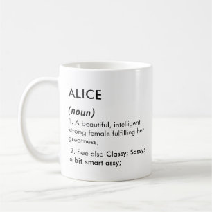 Alice Name, Bearbeitbarer Name, Benutzerdefinierte Kaffeetasse