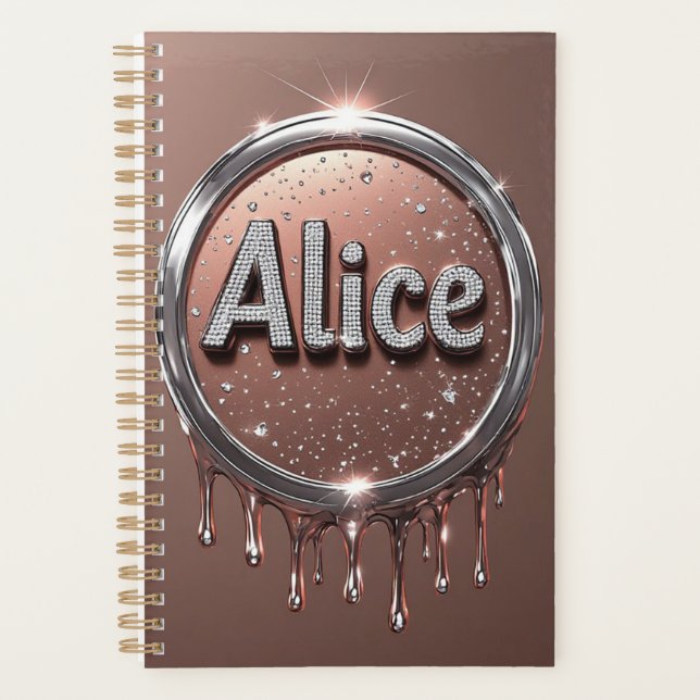 Alice Name Diamant-Logo-Abzeichen in funkelndem Sc Planer (Vorderseite)