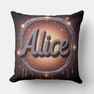 Alice Name Diamant-Logo-Abzeichen in funkelnder Sc Kissen