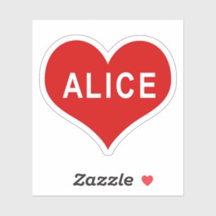 ALICE NAME Rotes Love Herz Vinyl Aufkleber