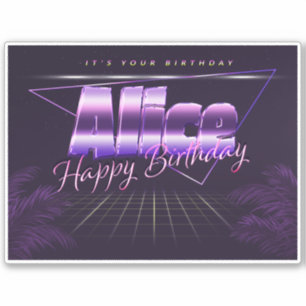 Alice Name Vorname lila retro Sticker Geburtstag