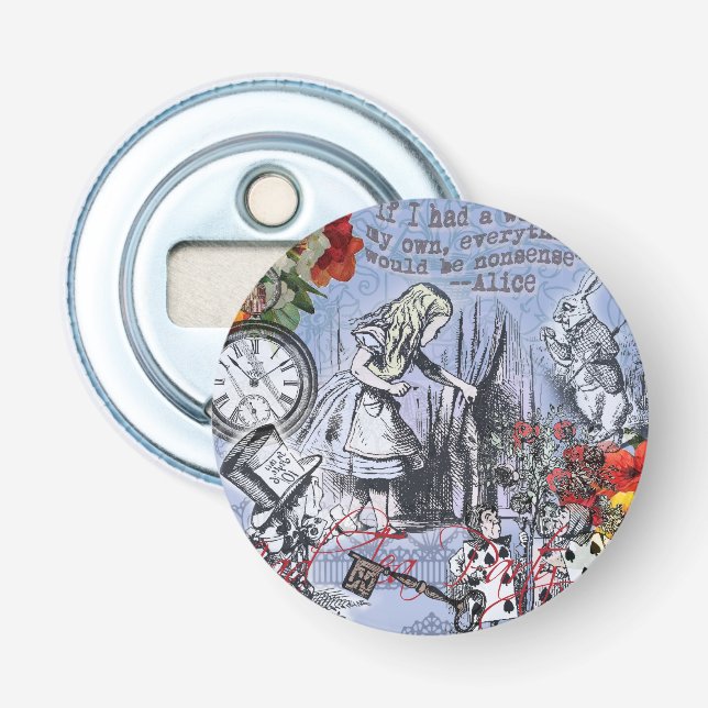 Alice Nonsense Vorhang Wunderland - Blau Flaschenöffner (Vorderseite)