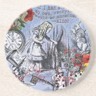 Alice Nonsense Vorhang Wunderland - Blau Getränkeuntersetzer