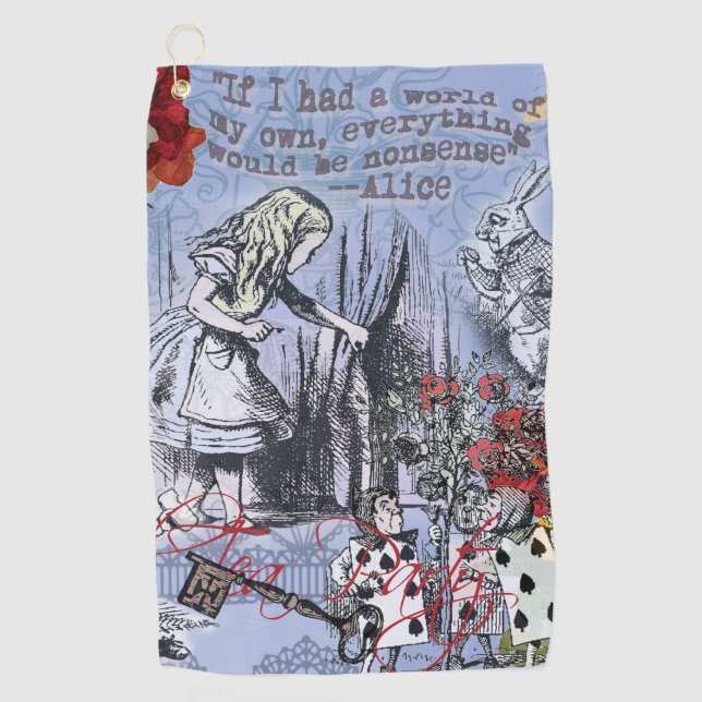 Alice Nonsense Vorhang Wunderland - Blau Golfhandtuch (Vorderseite)