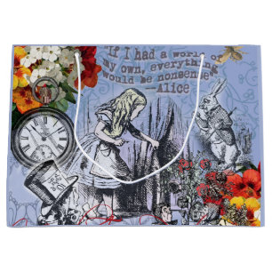 Alice Nonsense Vorhang Wunderland - Blau Große Geschenktüte