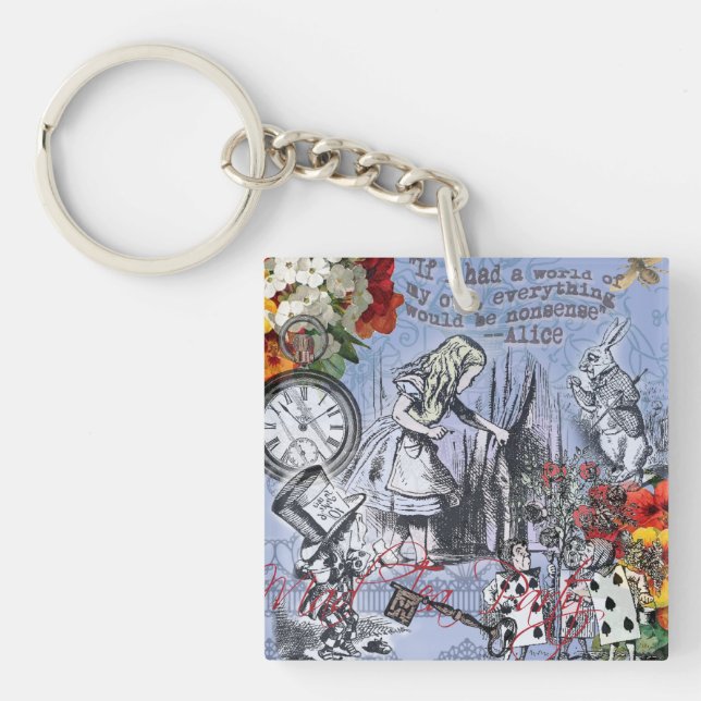 Alice Nonsense Vorhang Wunderland - Blau Schlüsselanhänger (Vorderseite)