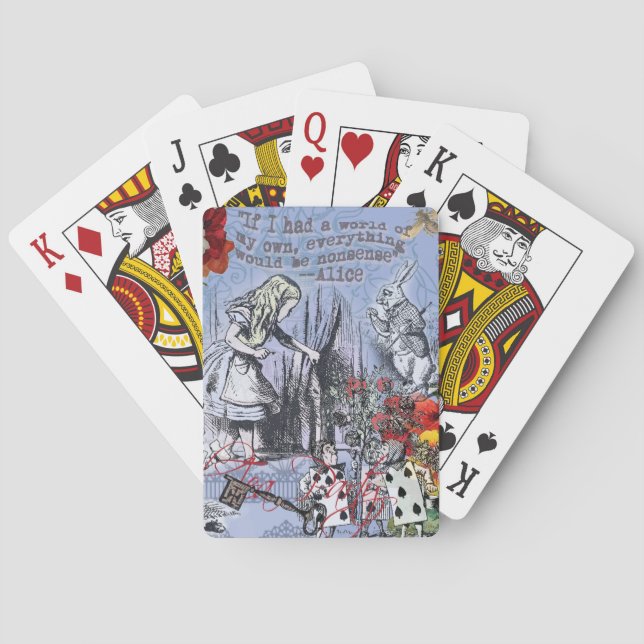 Alice Nonsense Vorhang Wunderland - Blau Spielkarten (Rückseite)