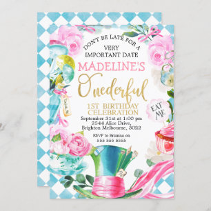 Alice Onederful 1er anniversaire Invitation