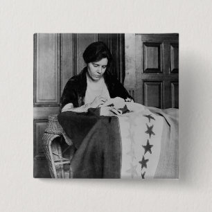 Alice Paul, nähende Stimmrecht-Flagge, 1910s Button