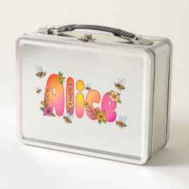 Alice - Personalisierte Bienen-Lunchbox Metall Brotdose