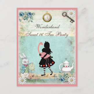 Alice, Pink Flamingo & Cheshire Cat Sweet 16 Einladung