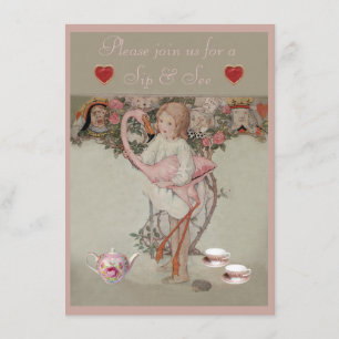 Alice & Pink Flamingo Sip & See Babydusche Einladung