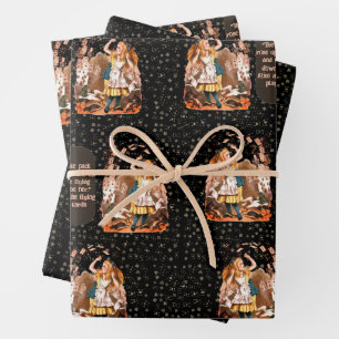 Alice Playing Cards Black Geschenkpapier Set